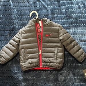 Baby Nike Red and Black Puffer Jacket with Fleece Lining